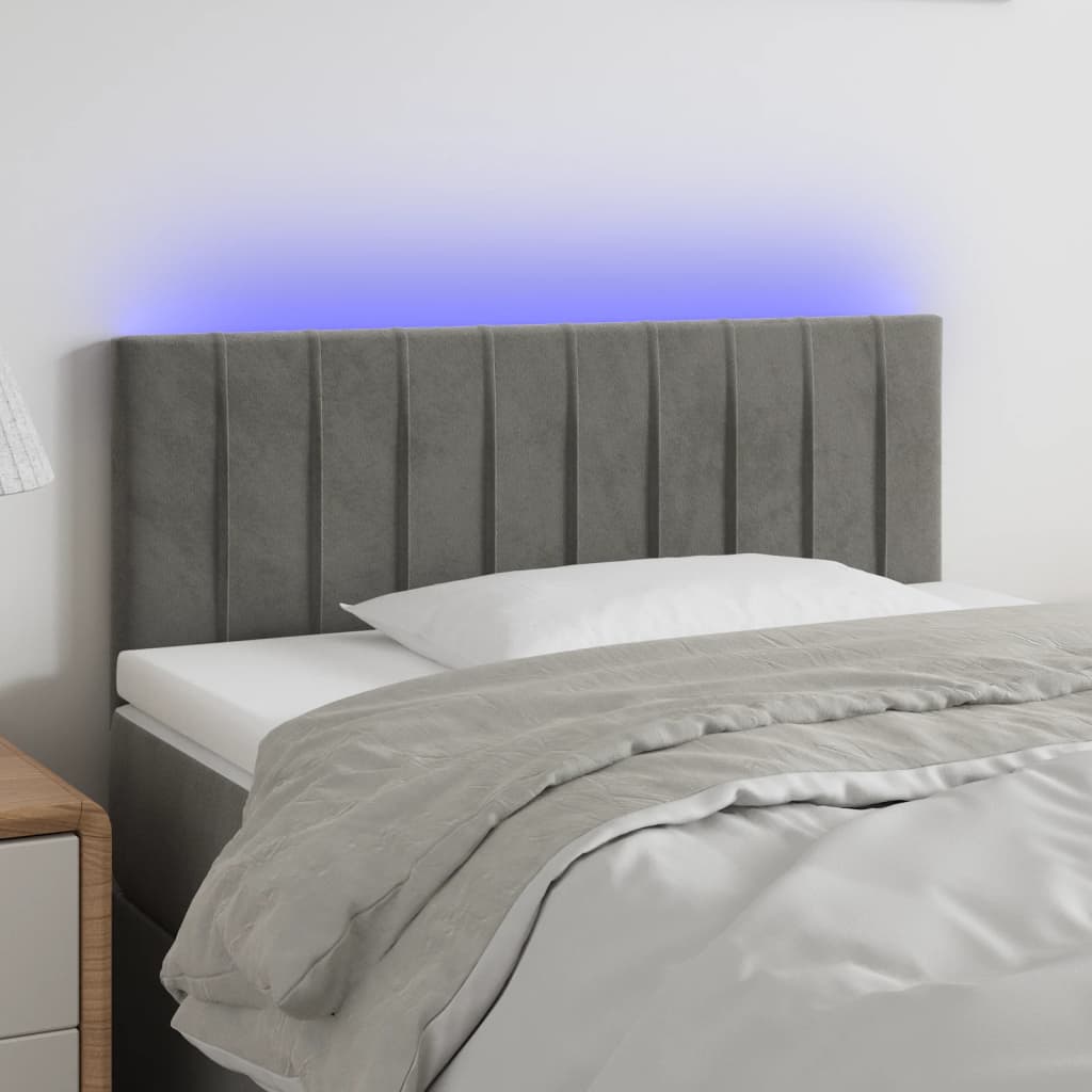 LED Kopfteil Hellgrau 80x5x78/88 cm Samt