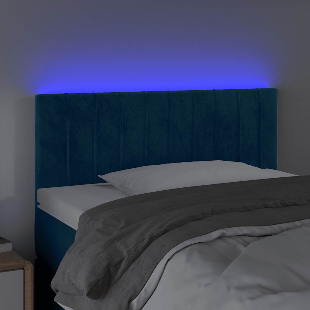 LED Kopfteil Dunkelblau 90x5x78/88 cm Samt