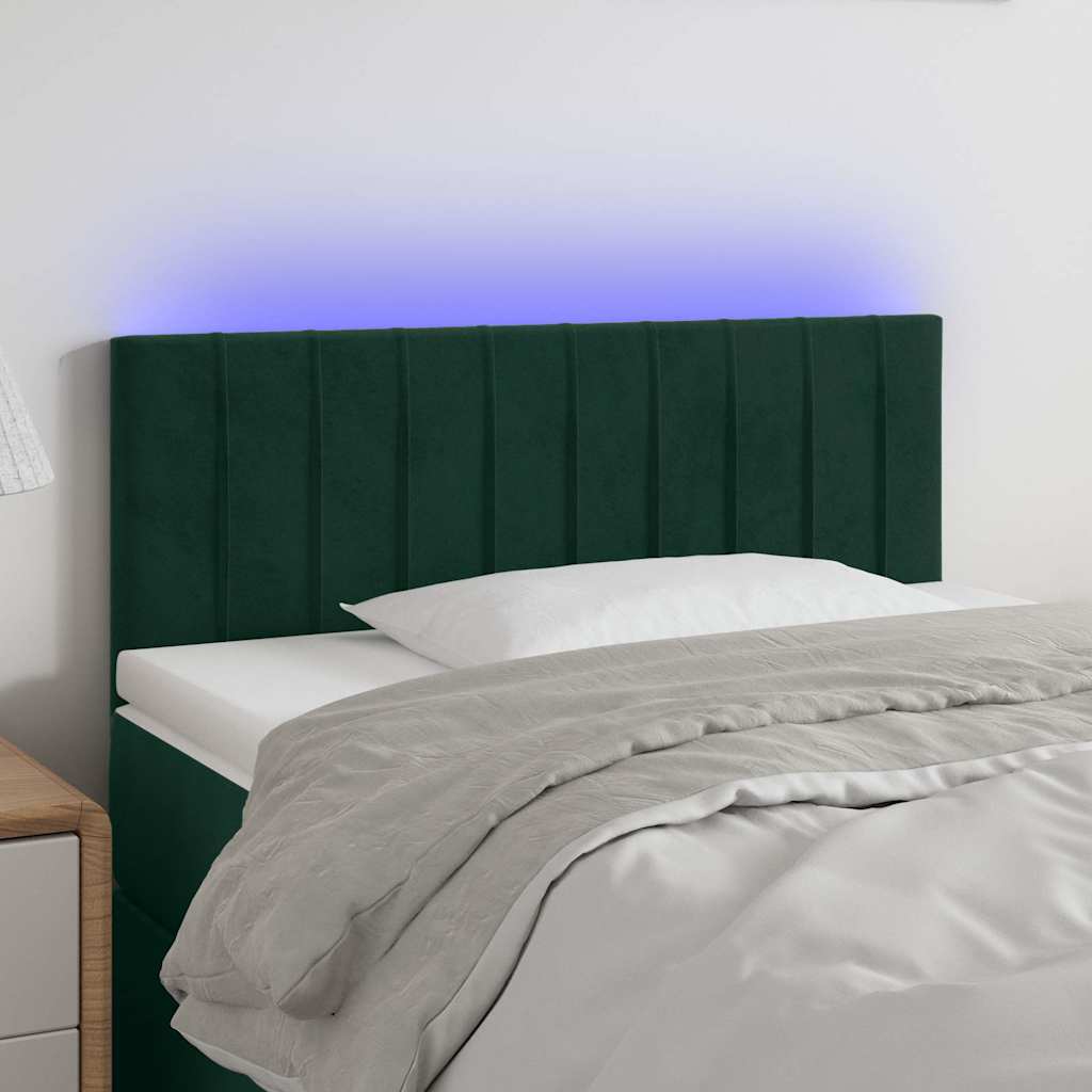 LED Kopfteil Dunkelgrün 100x5x78/88 cm Samt