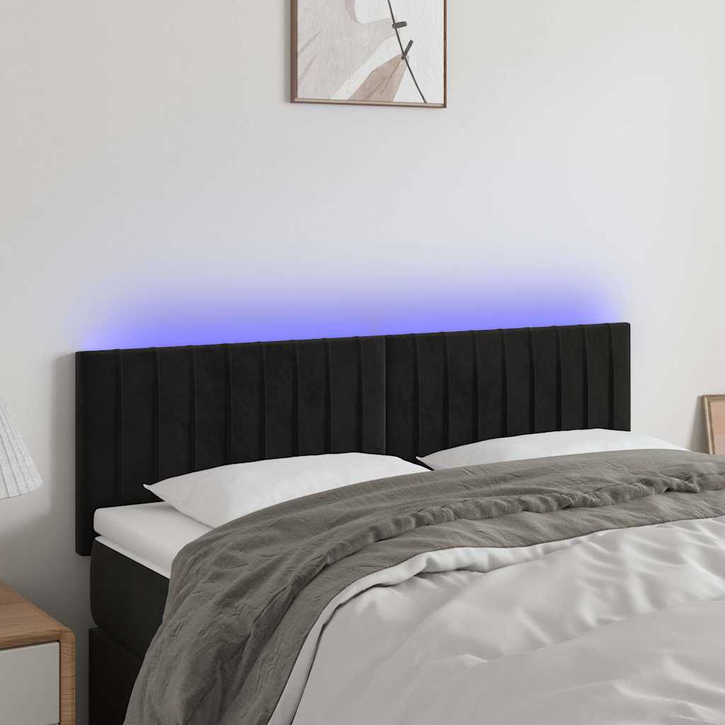 LED Kopfteil Schwarz 144x5x78/88 cm Samt