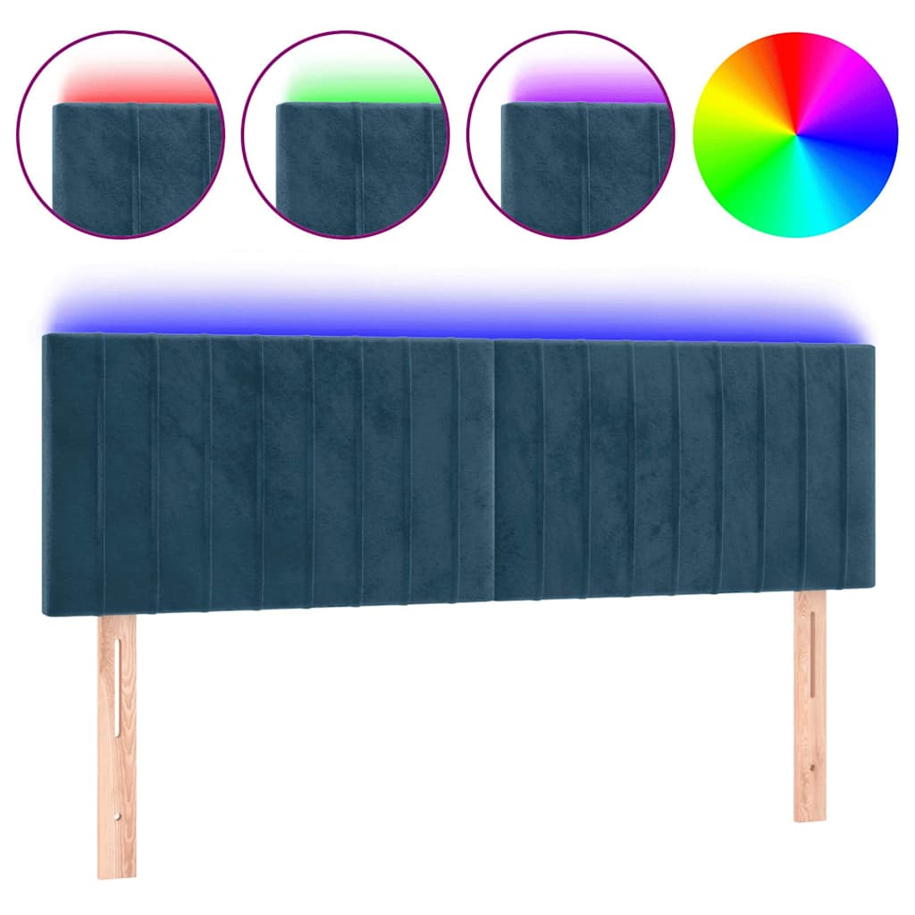 LED Kopfteil Dunkelblau 144x5x78/88 cm Samt