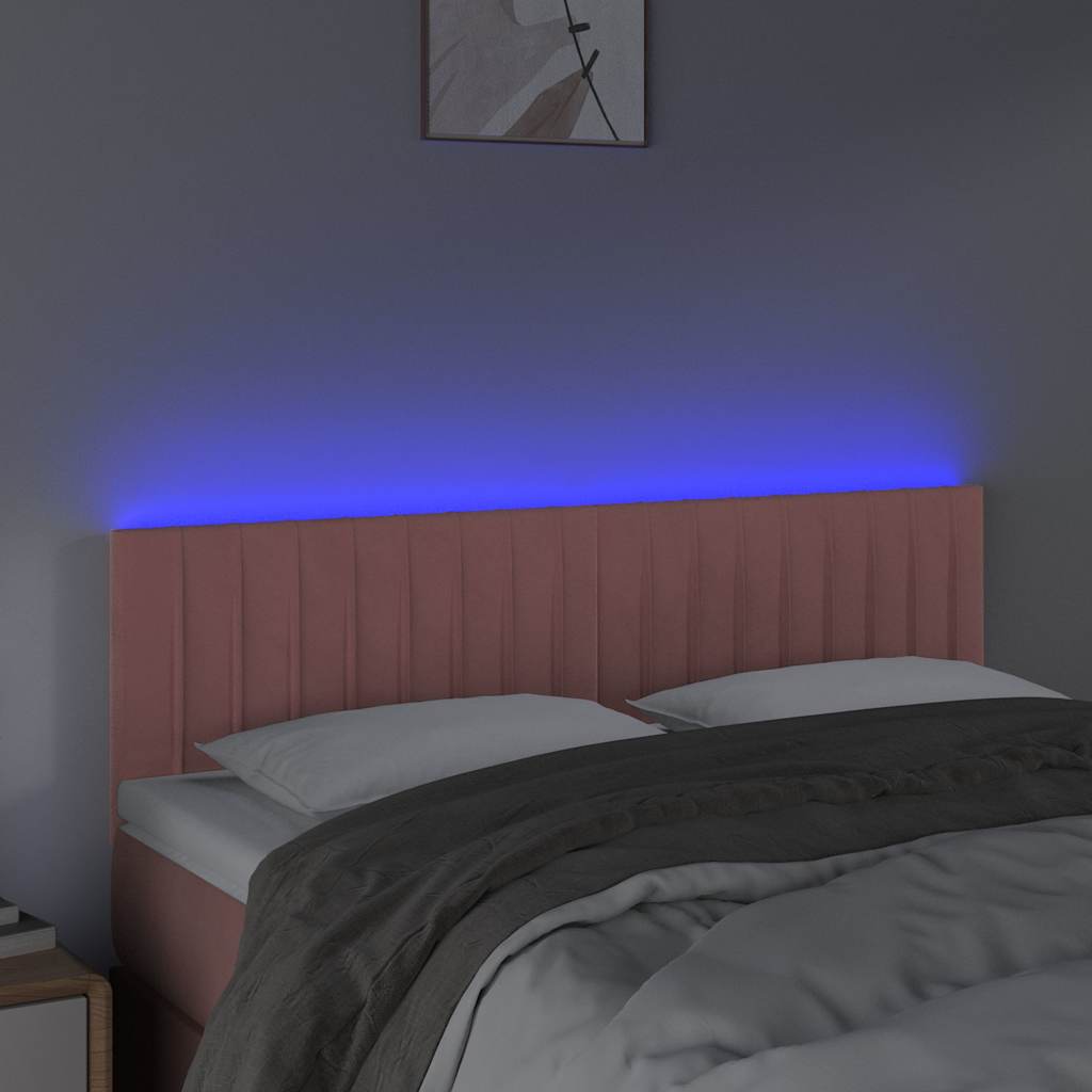 LED Kopfteil Rosa 144x5x78/88 cm Samt