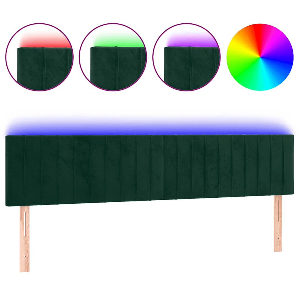 LED Kopfteil Dunkelgrün 180x5x78/88 cm Samt