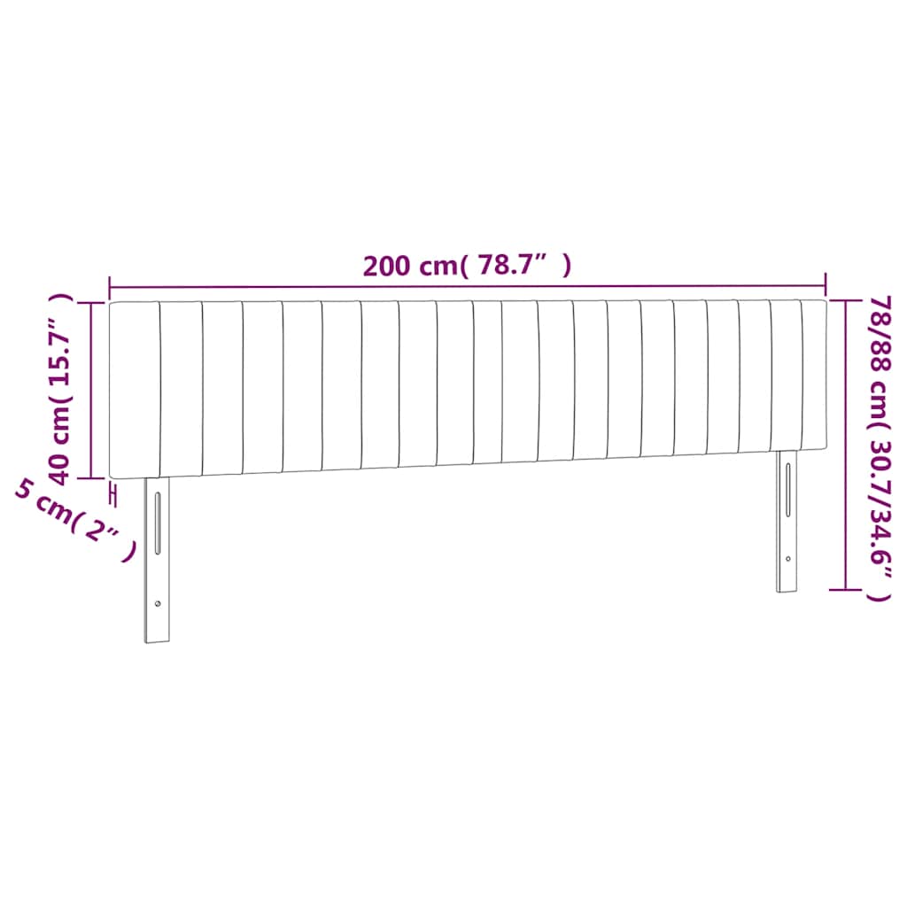 LED Kopfteil Dunkelgrün 200x5x78/88 cm Samt