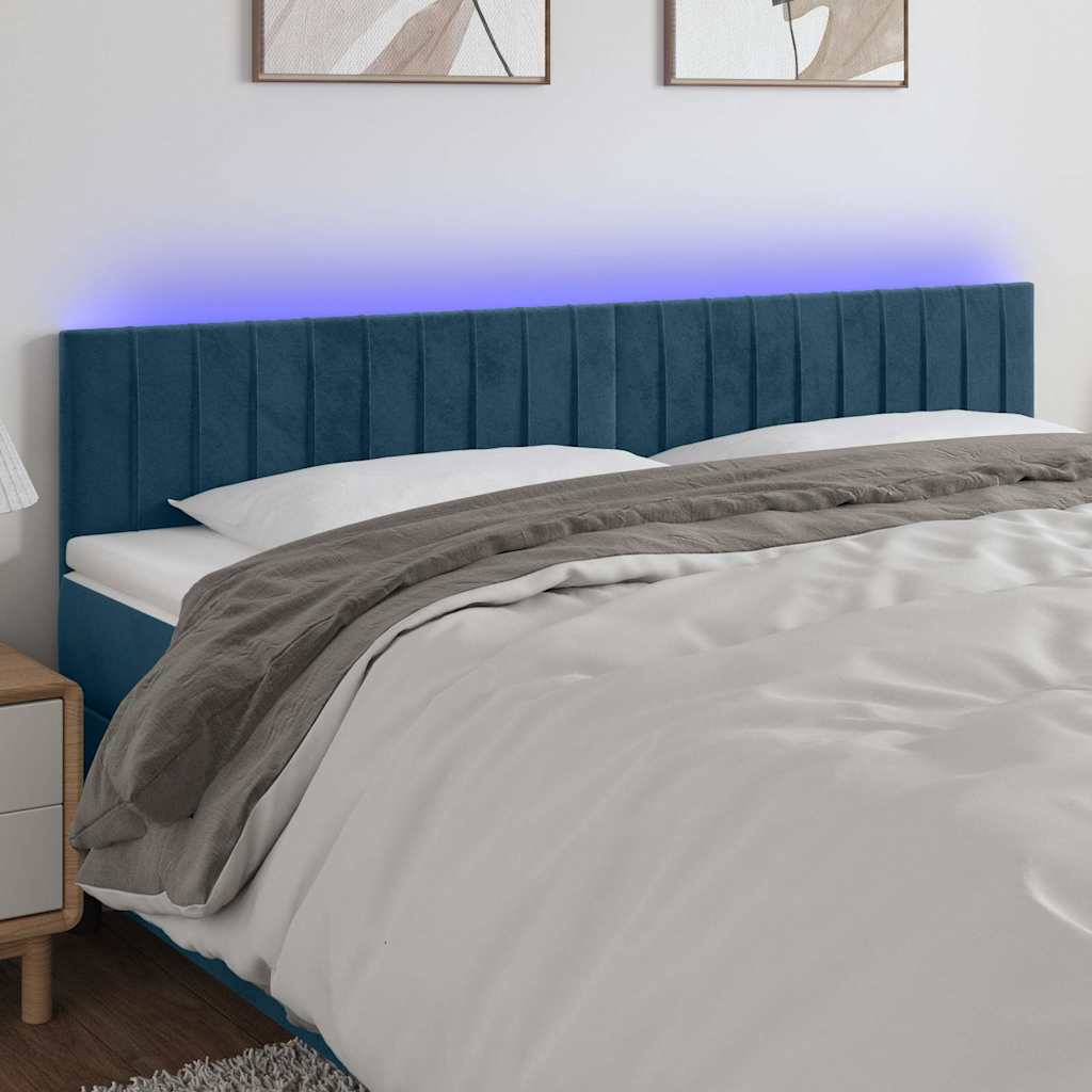LED Kopfteil Dunkelblau 200x5x78/88 cm Samt
