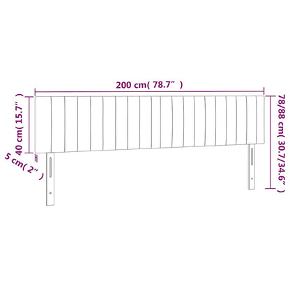 LED Kopfteil Rosa 200x5x78/88 cm Samt