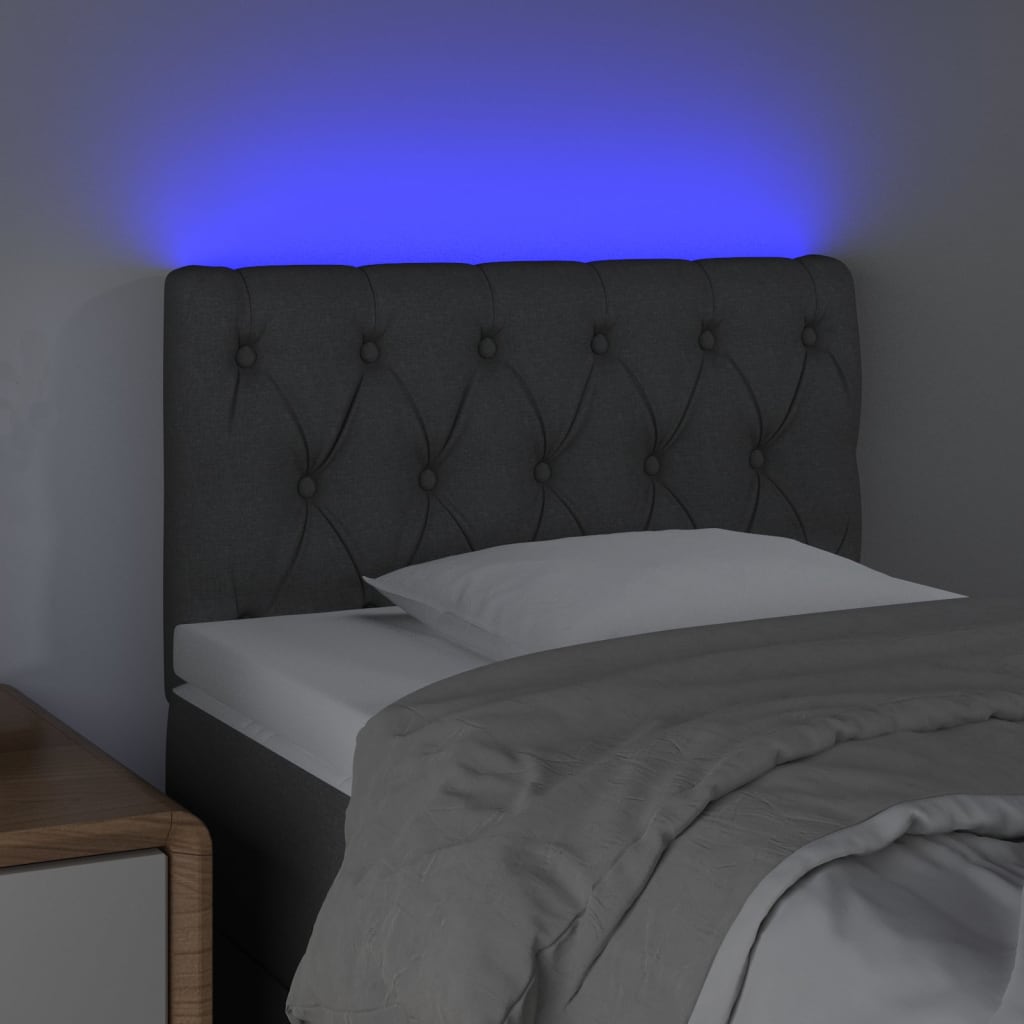 LED Kopfteil Dunkelgrau 80x7x78/88 cm Stoff