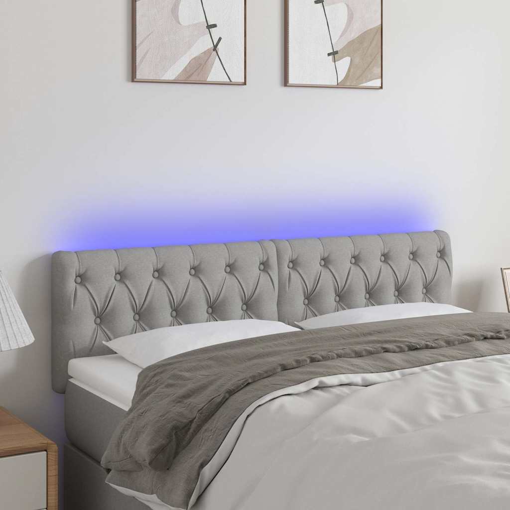 LED Kopfteil Hellgrau 160x7x78/88 cm Stoff