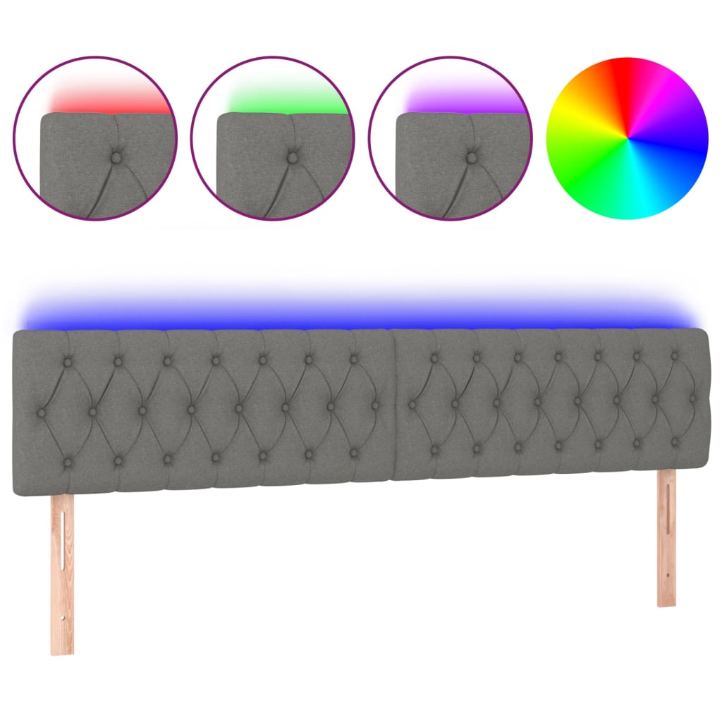 LED Kopfteil Dunkelgrau 180x7x78/88 cm Stoff