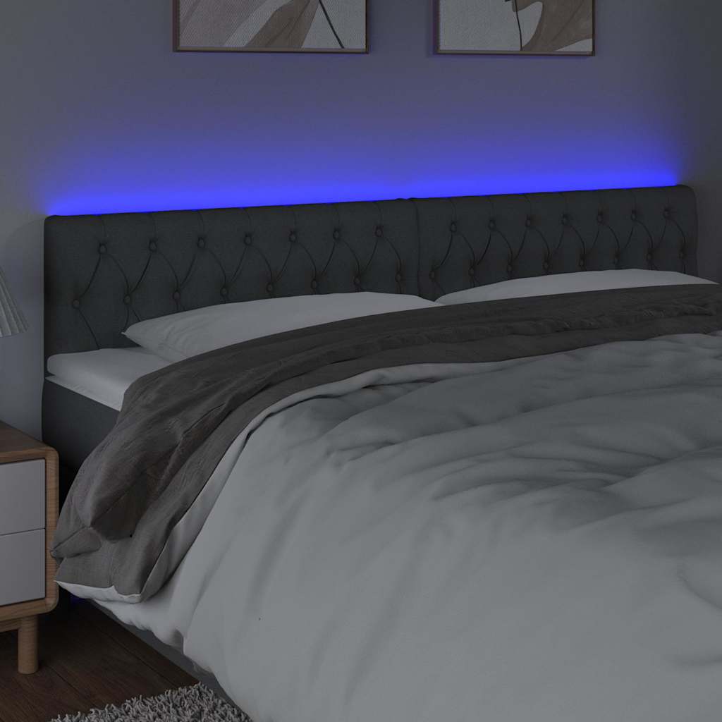 LED Kopfteil Dunkelgrau 180x7x78/88 cm Stoff