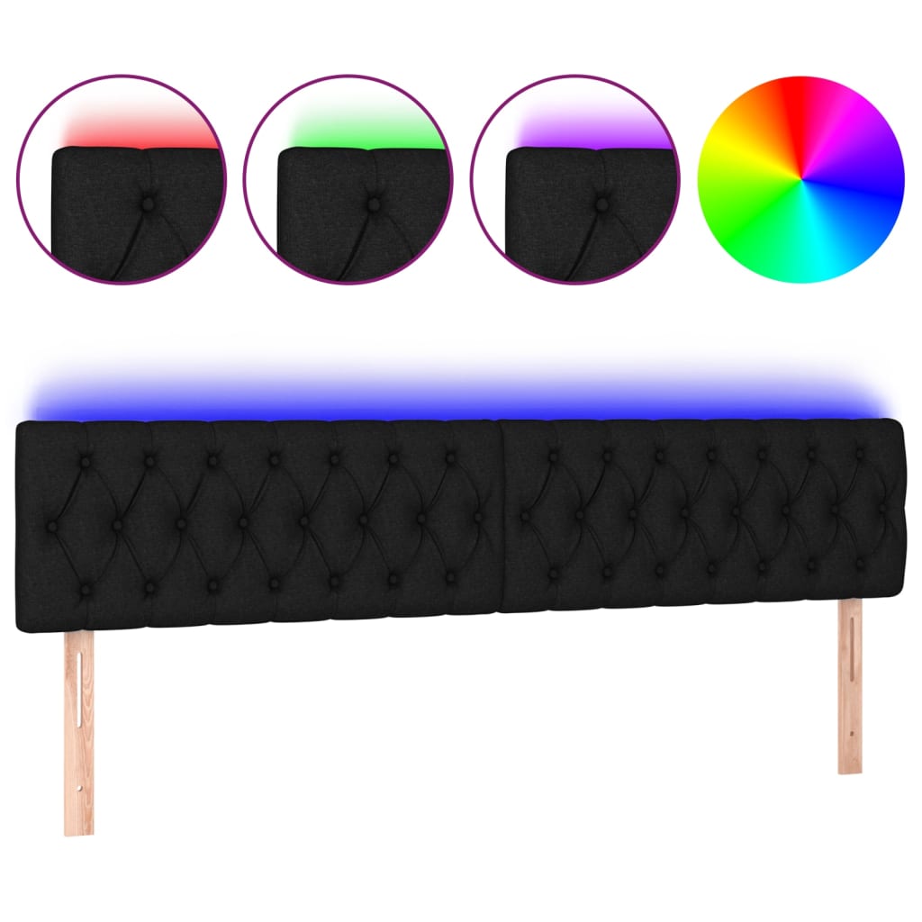 LED Kopfteil Schwarz 180x7x78/88 cm Stoff