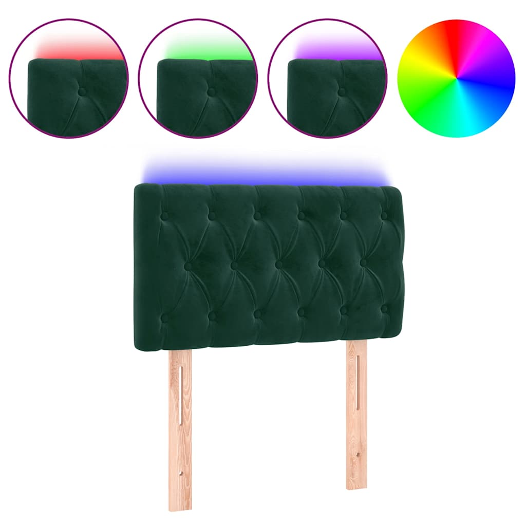 LED Kopfteil Dunkelgrün 80x7x78/88 cm Samt