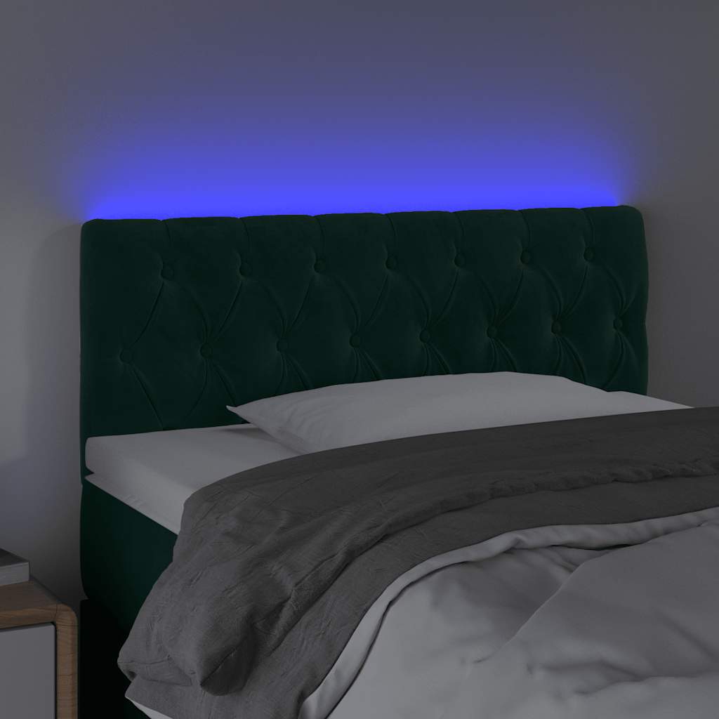 LED Kopfteil Dunkelgrün 90x7x78/88 cm Samt