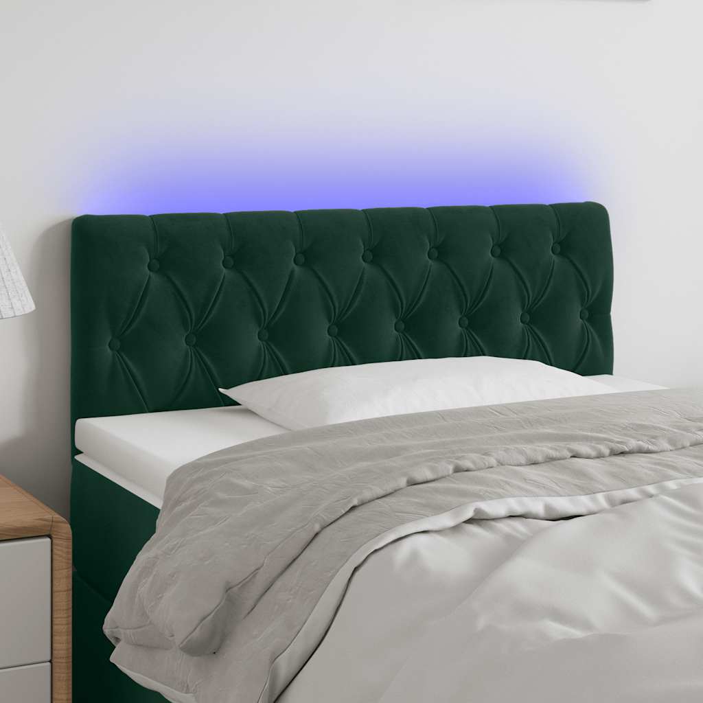 LED Kopfteil Dunkelgrün 90x7x78/88 cm Samt