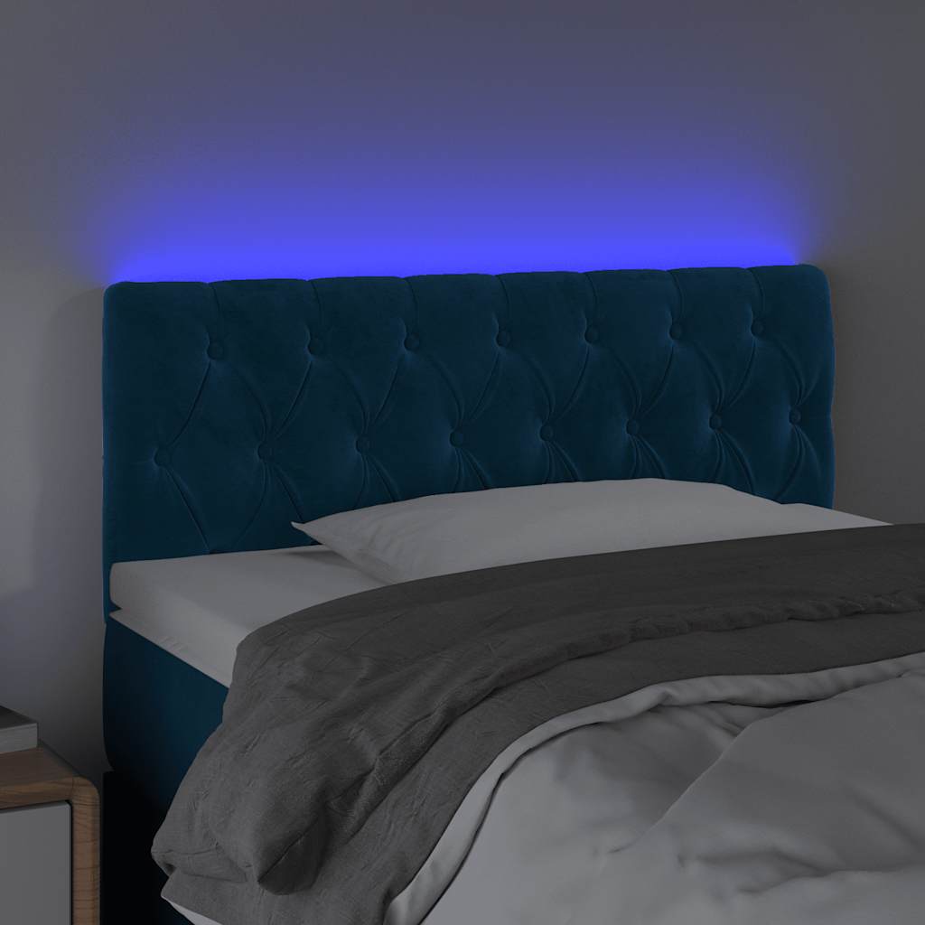 LED Kopfteil Dunkelblau 100x7x78/88 cm Samt