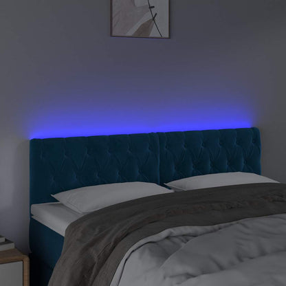 LED Kopfteil Dunkelblau 160x7x78/88 cm Samt