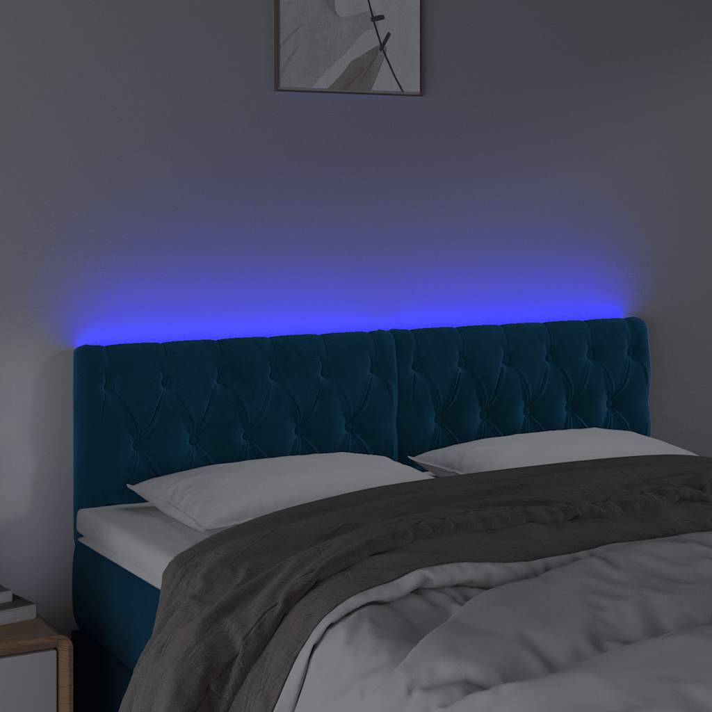 LED Kopfteil Dunkelblau 160x7x78/88 cm Samt