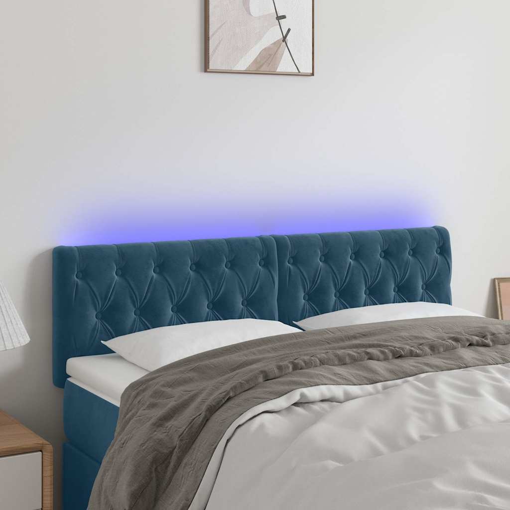 LED Kopfteil Dunkelblau 160x7x78/88 cm Samt