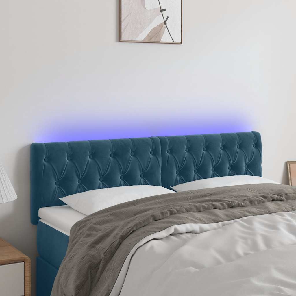 LED Kopfteil Dunkelblau 160x7x78/88 cm Samt