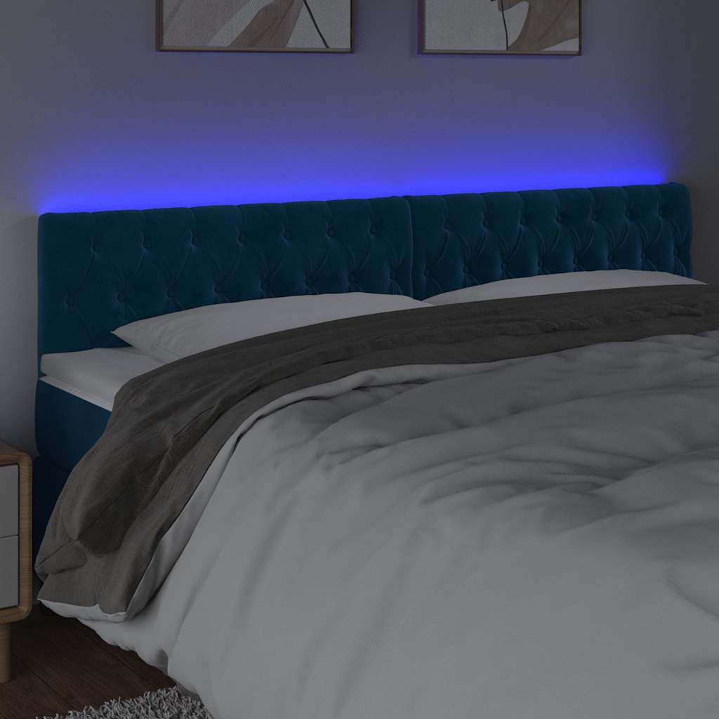 LED Kopfteil Dunkelblau 180x7x78/88 cm Samt