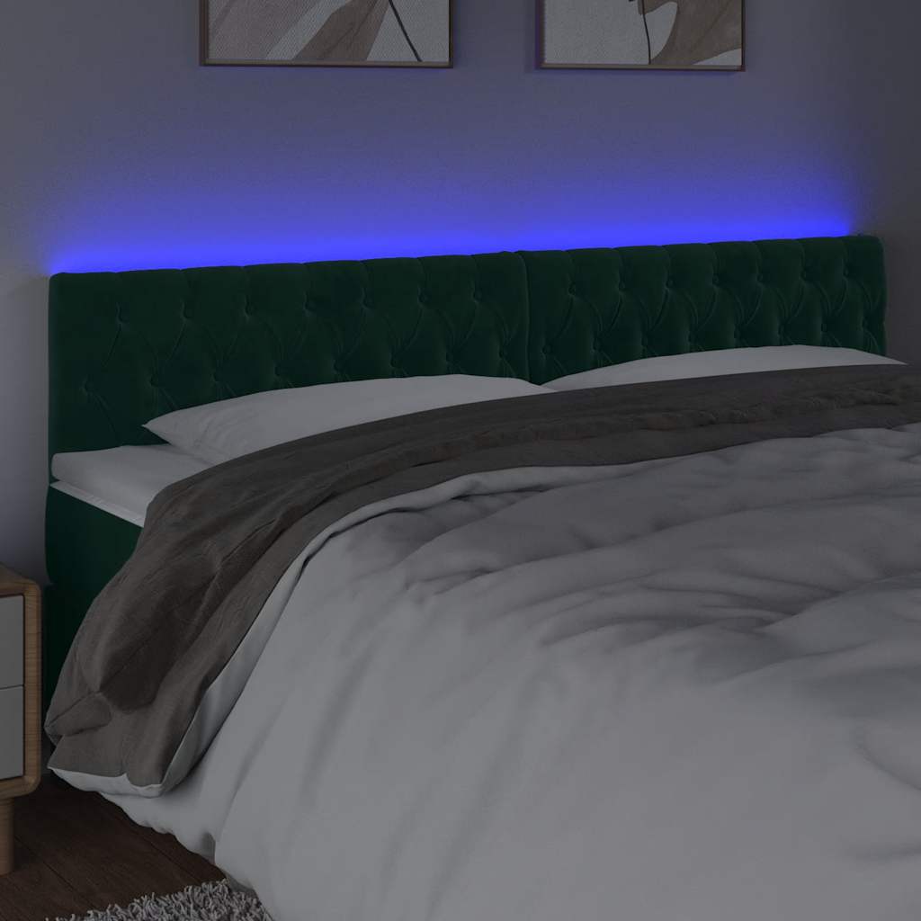 LED Kopfteil Dunkelgrün 200x7x78/88 cm Samt