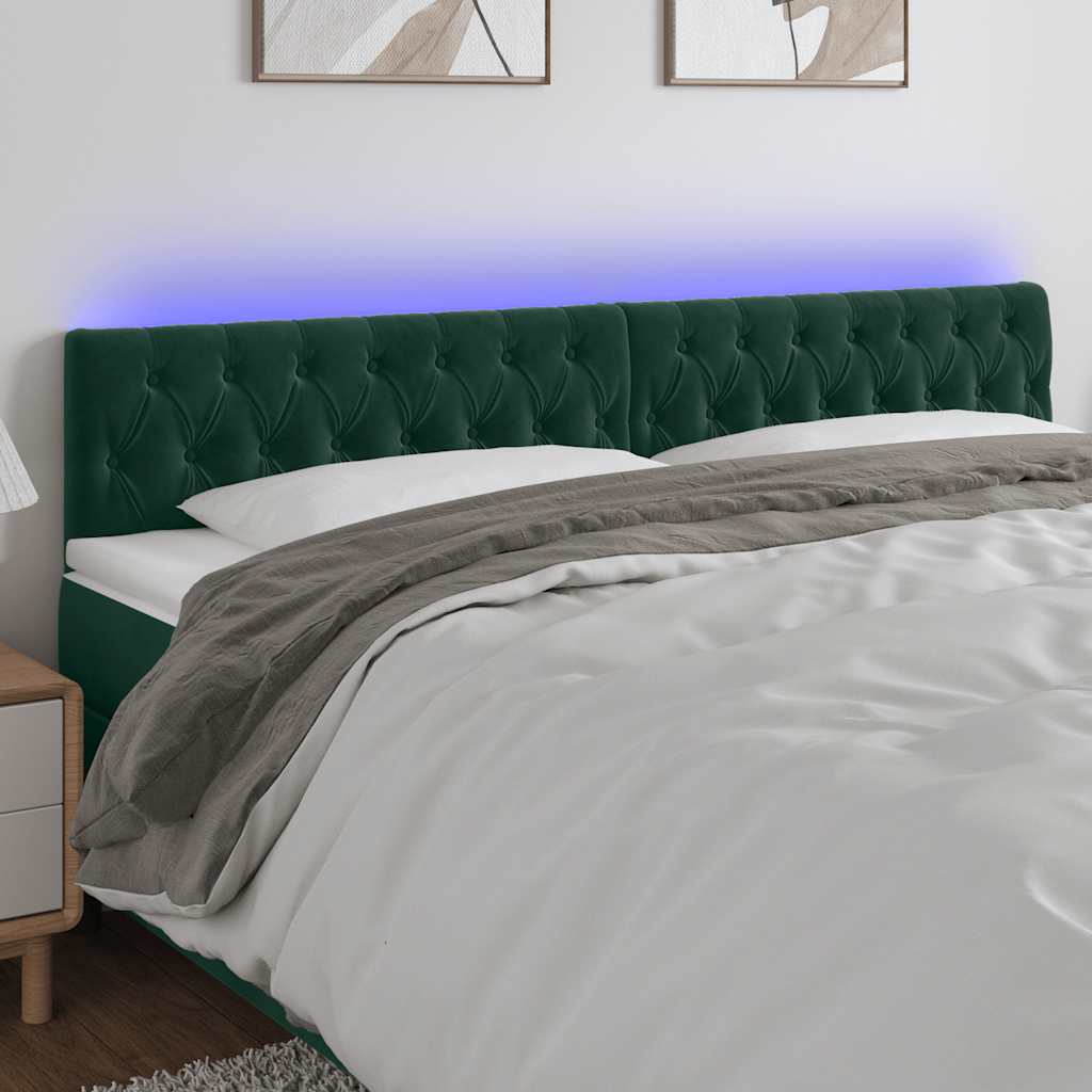 LED Kopfteil Dunkelgrün 200x7x78/88 cm Samt