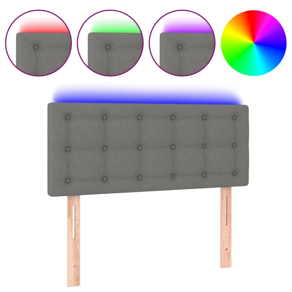 LED Kopfteil Dunkelgrau 80x5x78/88 cm Stoff