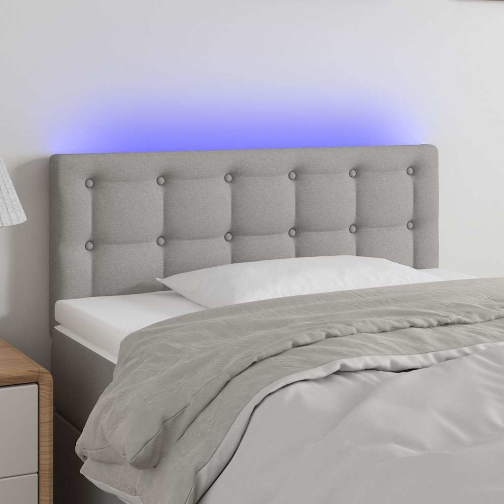 LED Kopfteil Hellgrau 90x5x78/88 cm Stoff