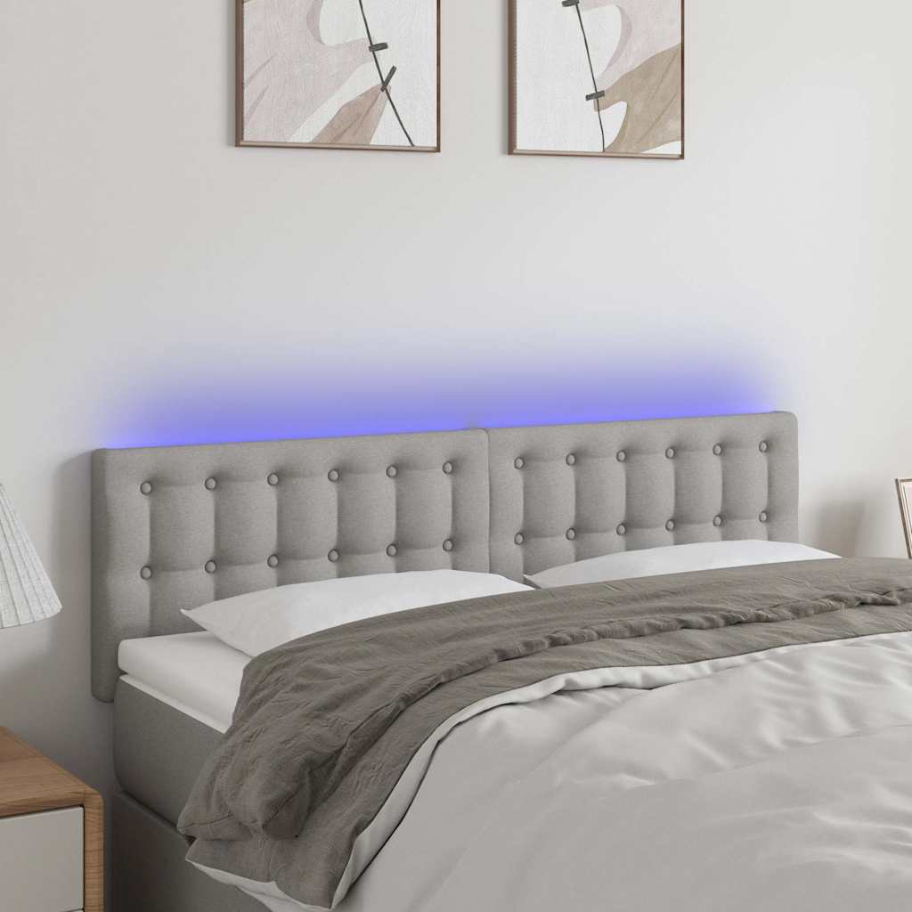 LED Kopfteil Hellgrau 144x5x78/88 cm Stoff