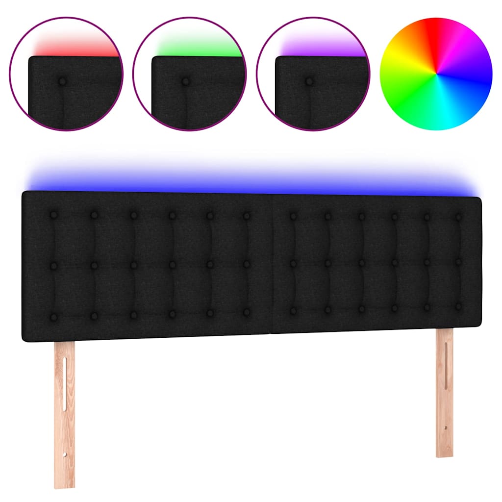 LED Kopfteil Schwarz 144x5x78/88 cm Stoff