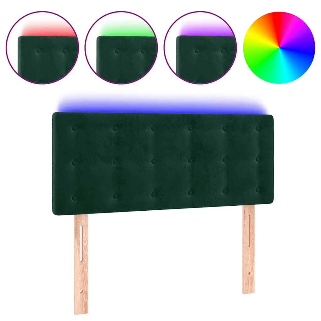LED Kopfteil Dunkelgrün 100x5x78/88 cm Samt