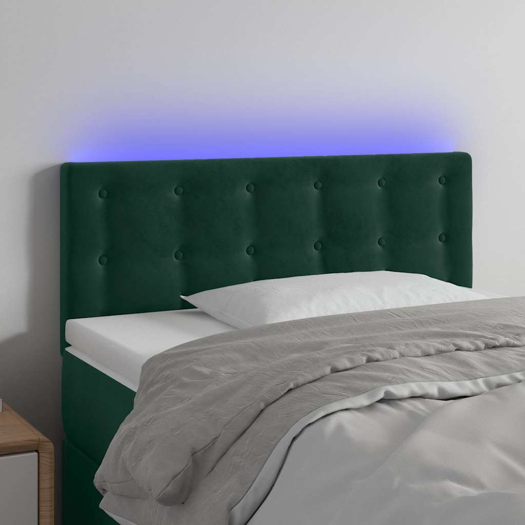 LED Kopfteil Dunkelgrün 100x5x78/88 cm Samt