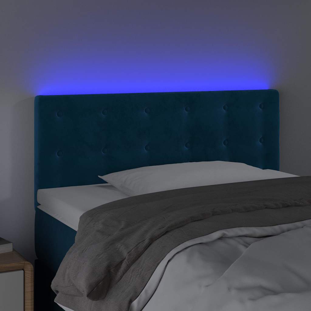LED Kopfteil Dunkelblau 100x5x78/88 cm Samt