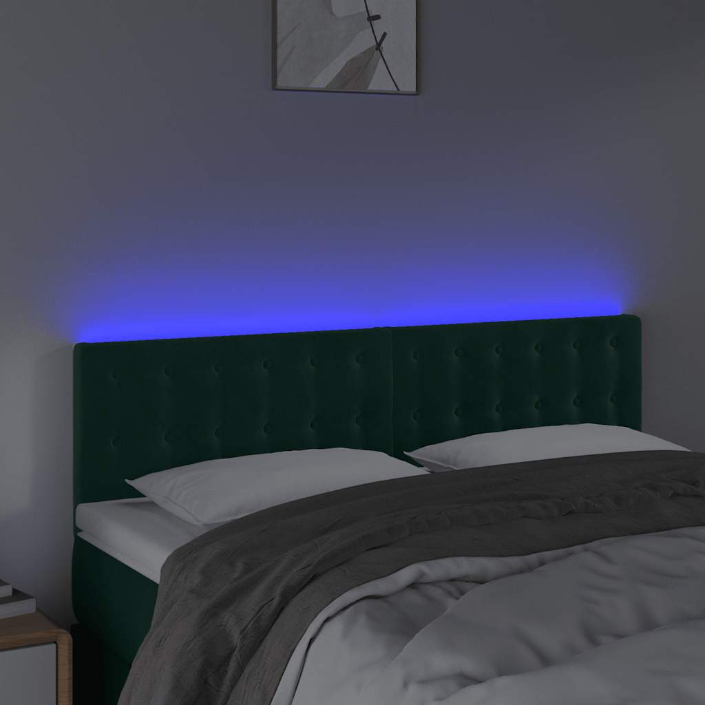 LED Kopfteil Dunkelgrün 144x5x78/88 cm Samt