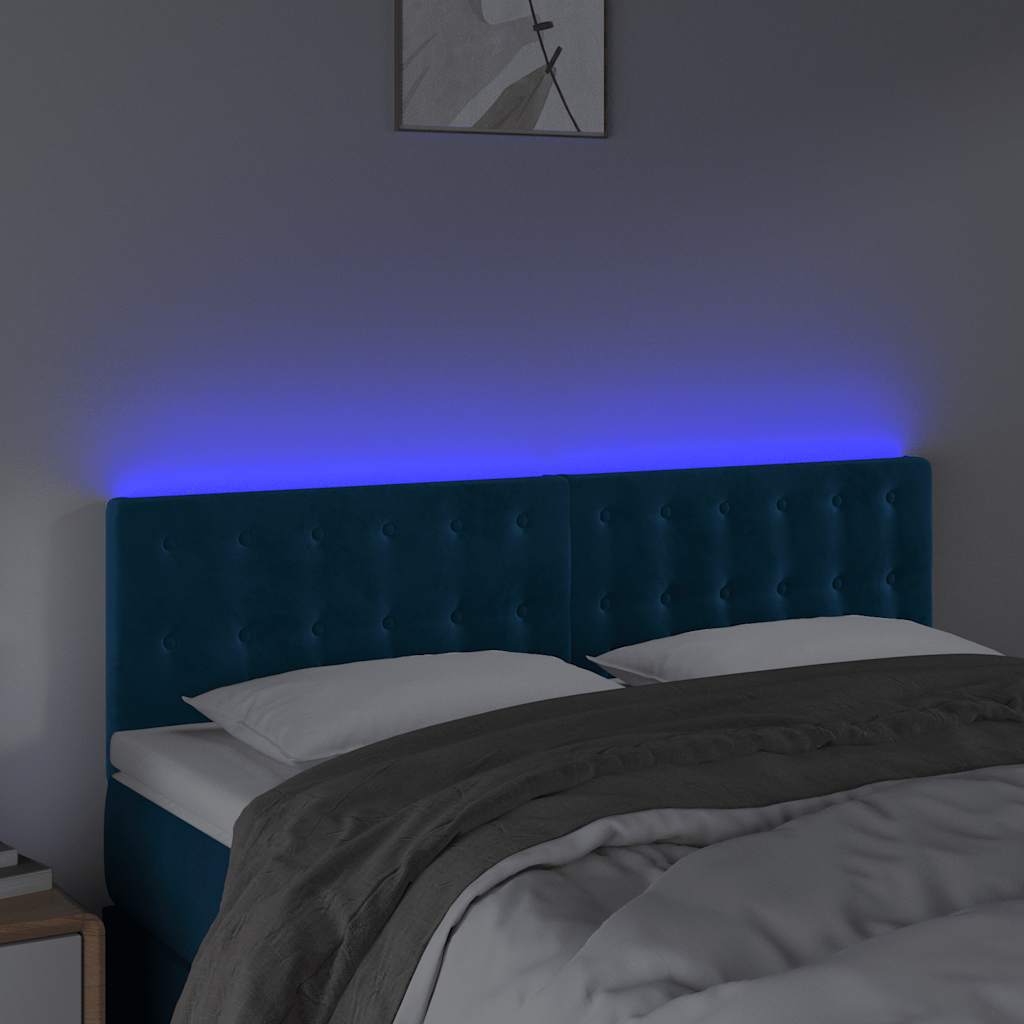 LED Kopfteil Dunkelblau 144x5x78/88 cm Samt