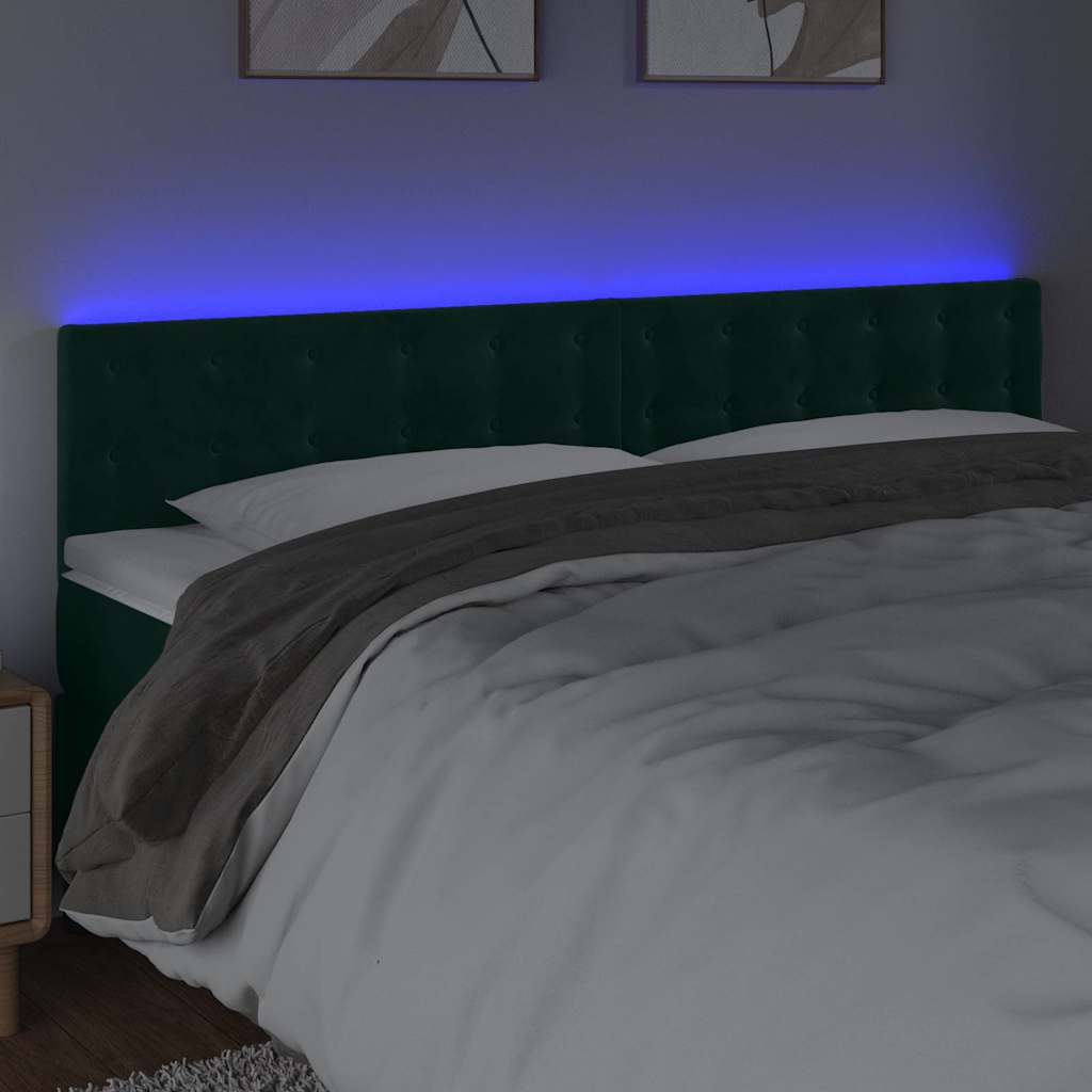 LED Kopfteil Dunkelgrün 160x5x78/88 cm Samt