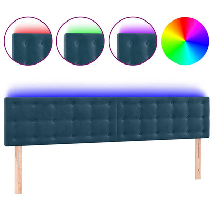 LED Kopfteil Dunkelblau 160x5x78/88 cm Samt