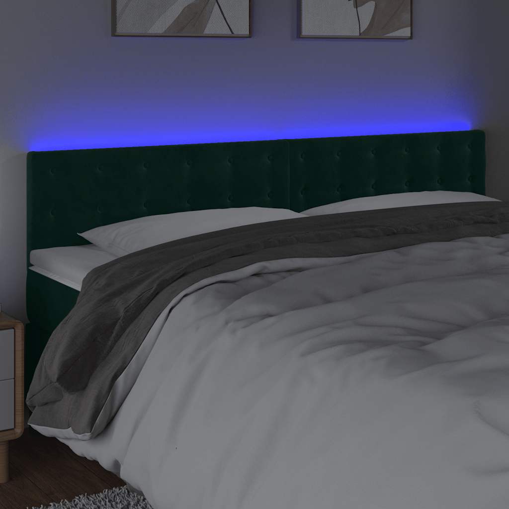 LED Kopfteil Dunkelgrün 180x5x78/88 cm Samt