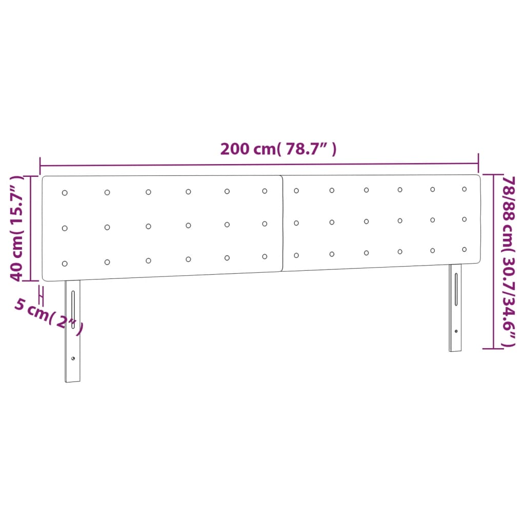 LED Kopfteil Dunkelgrau 200x5x78/88 cm Samt