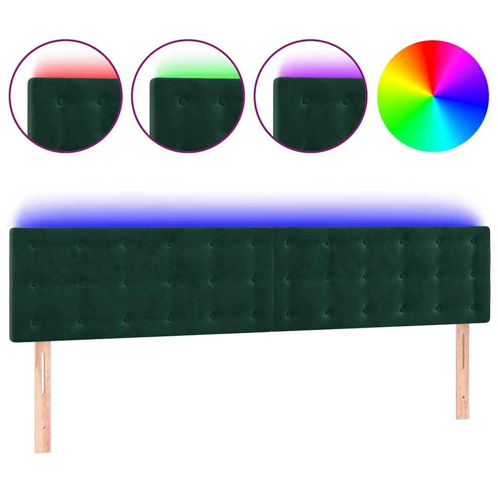 LED Kopfteil Dunkelgrün 200x5x78/88 cm Samt