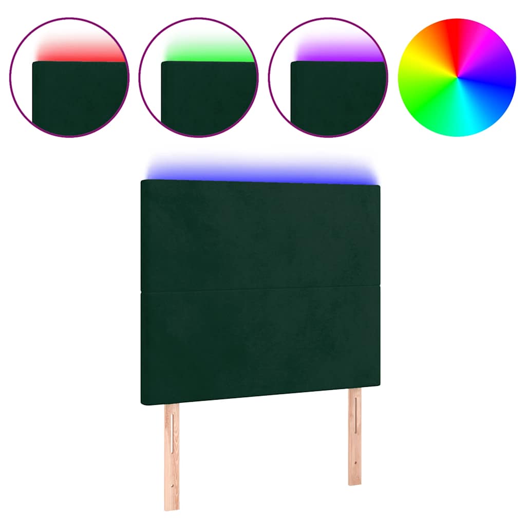 LED Kopfteil Dunkelgrün 80x5x118/128 cm Samt