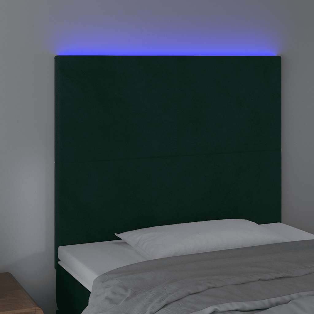 LED Kopfteil Dunkelgrün 80x5x118/128 cm Samt