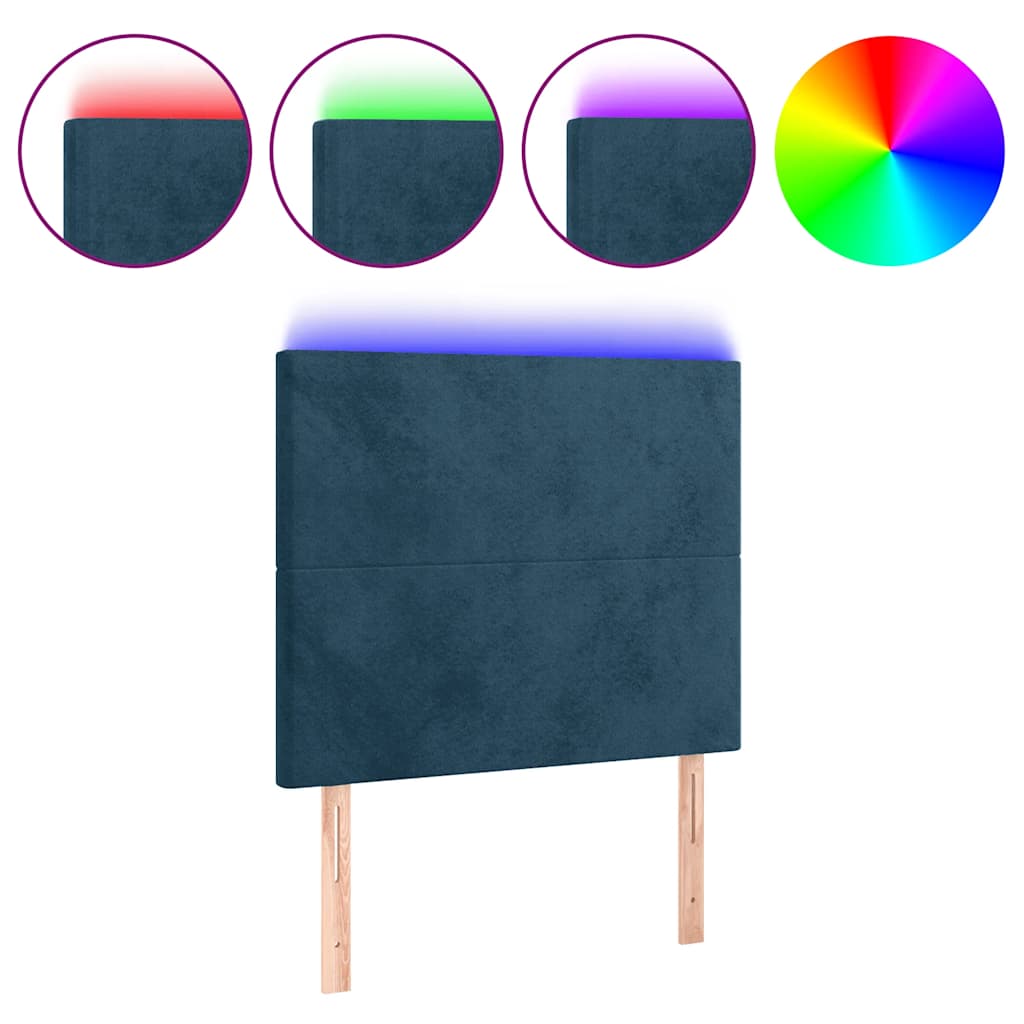 LED Kopfteil Dunkelblau 90x5x118/128 cm Samt