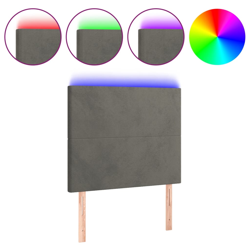 LED Kopfteil Dunkelgrau 100x5x118/128 cm Samt