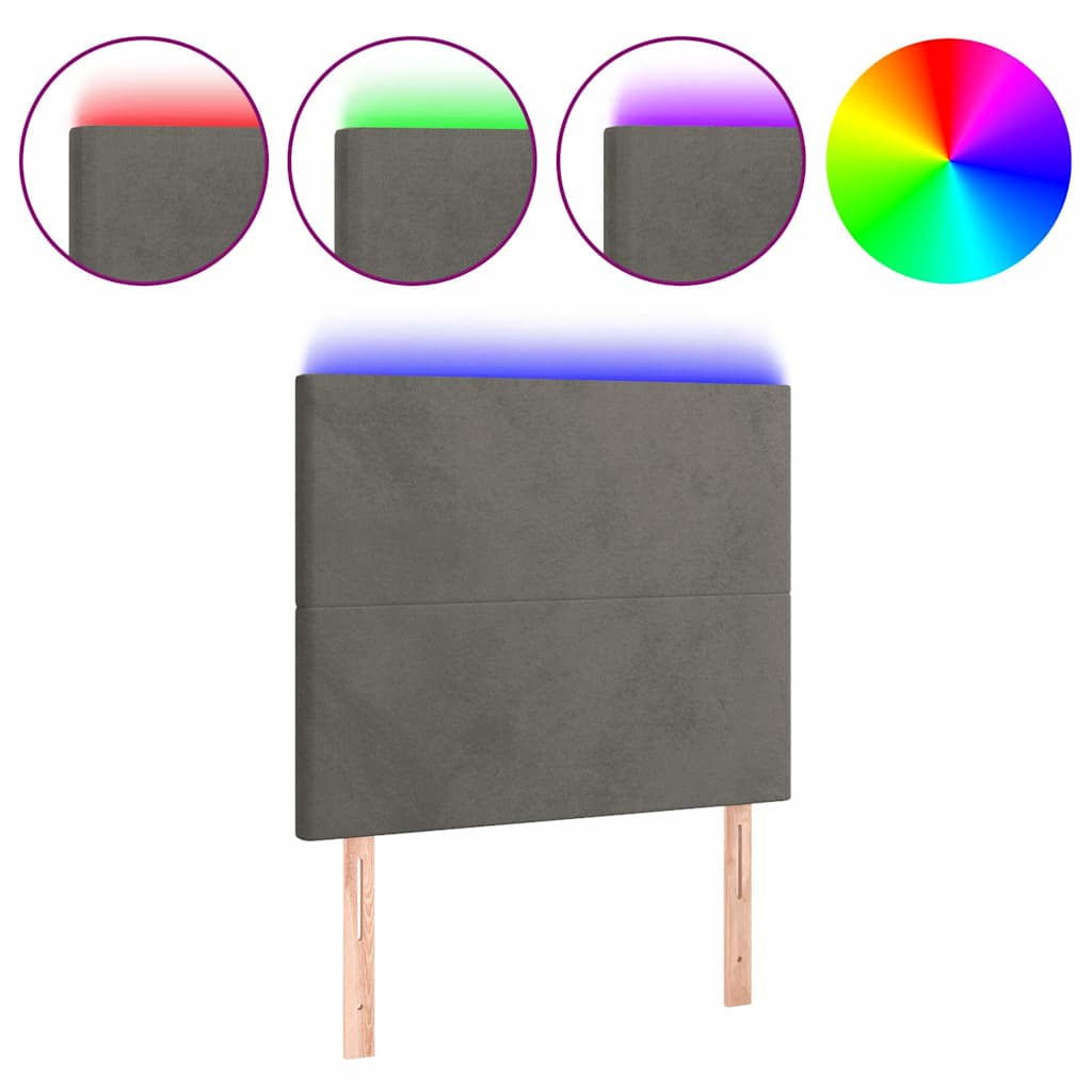 LED Kopfteil Dunkelgrau 100x5x118/128 cm Samt
