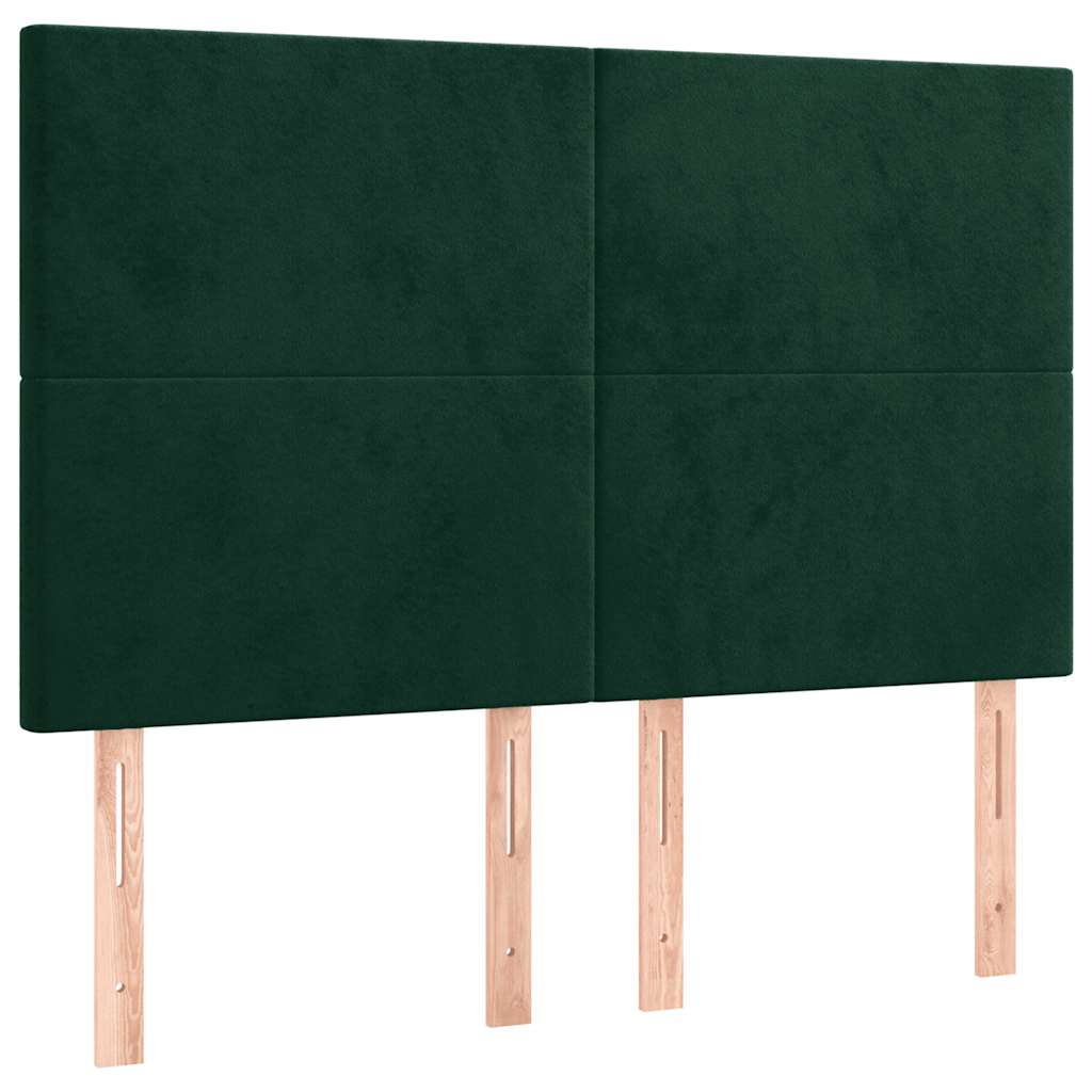 LED Kopfteil Dunkelgrün 144x5x118/128 cm Samt