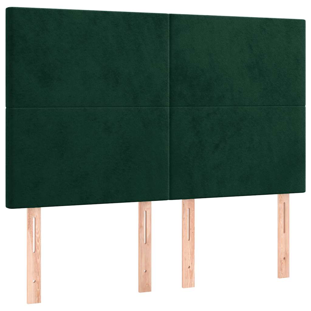 LED Kopfteil Dunkelgrün 144x5x118/128 cm Samt