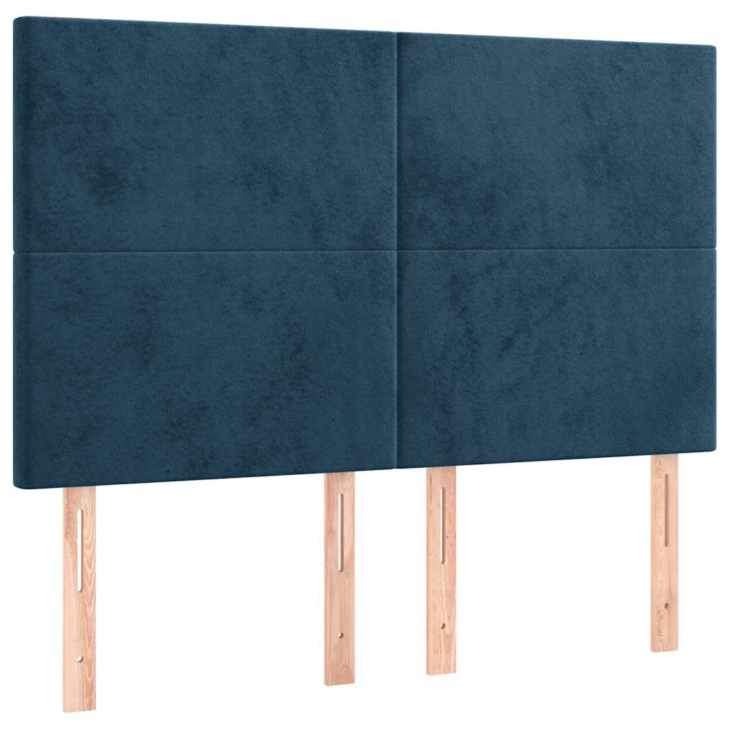 LED Kopfteil Dunkelblau 144x5x118/128 cm Samt