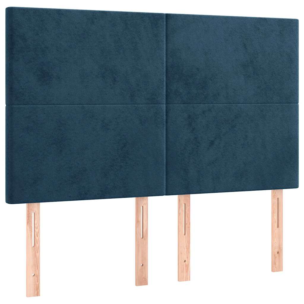 LED Kopfteil Dunkelblau 144x5x118/128 cm Samt