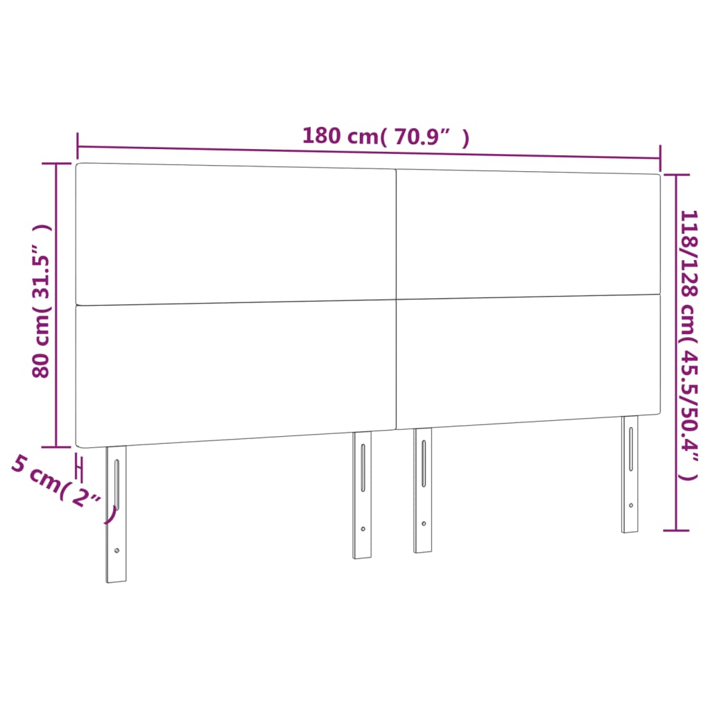 LED Kopfteil Rosa 180x5x118/128 cm Samt